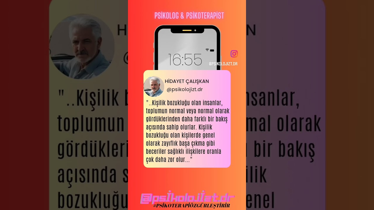 Kişilik bozukluğu olan insan; #onlinepsikolog #onlinepsikoterapi #b&uuml;t&uuml;nc&uuml;lpsikoterapi #hidayet