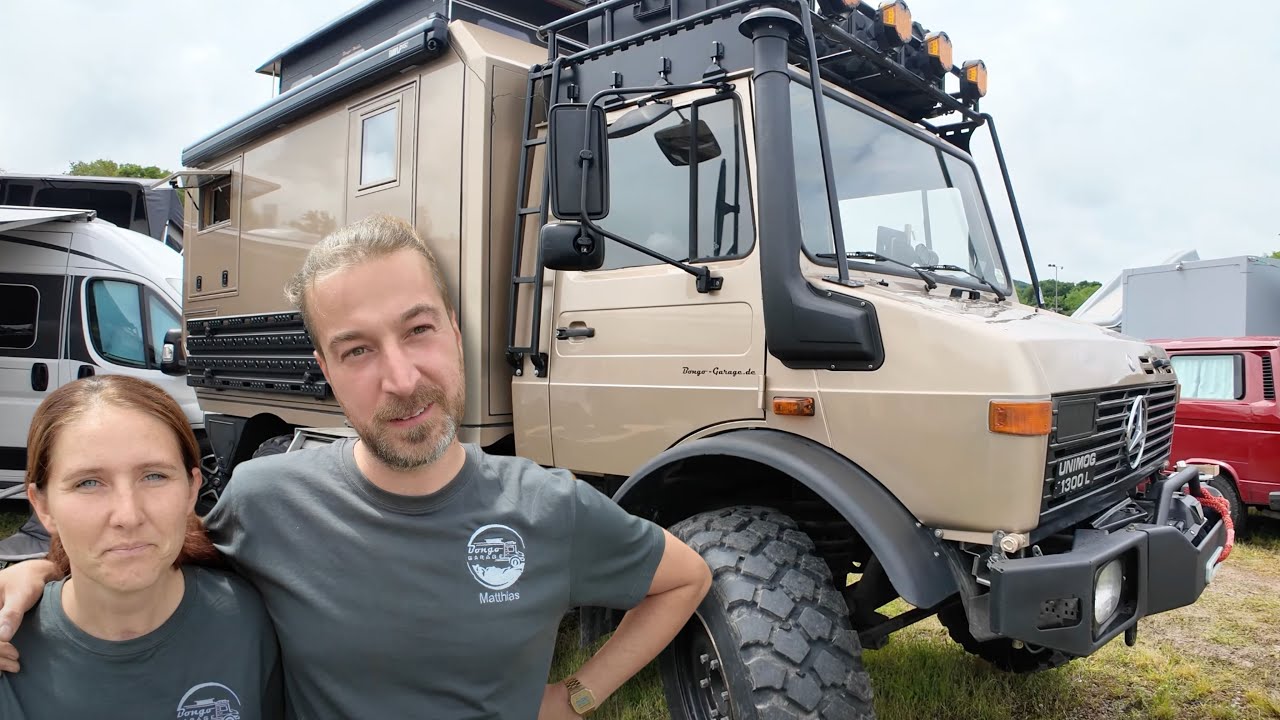 WOHNMOBIL CAMPERVAN Unimog Bongo Garage 🔴 Deutscher (35) entwickelt Fahrzeugteile für Expedition