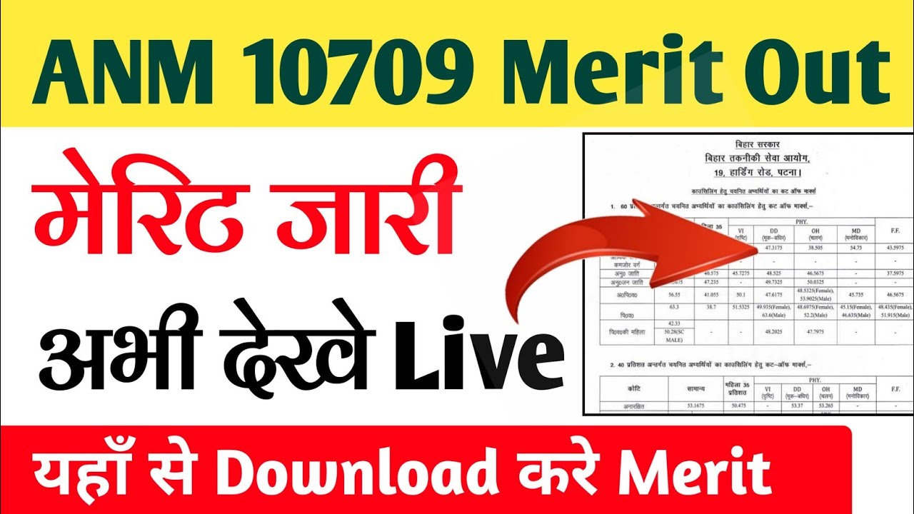 BTSC ANM 10709 CUT OFF | btsc anm merit list 2022 | bihar anm 10709 counseling Date 2022 | #biharanm