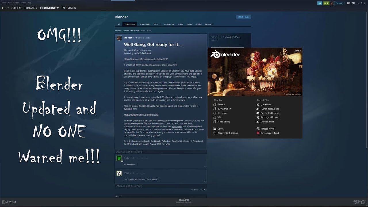 Blender - Blender Updated but....