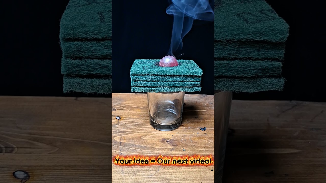 1000&deg;C Ball MELTS Chalk on Board, Sponge & Scrubber! 😱🧽 #shorts