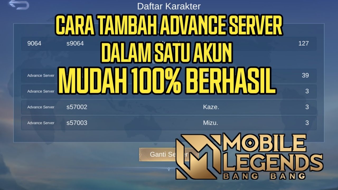 CARA TAMBAH ADVANCE SERVER DALAM SATU AKUN MUDAH 100% BERHASIL-MOBILE LEGENDS