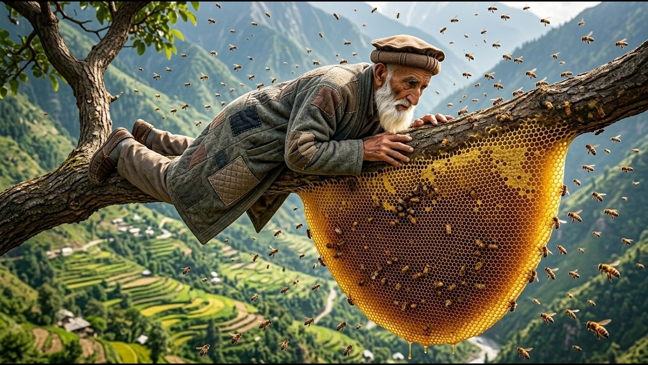 Life in Rural Afghanistan | 100-Year-Old Couple Harvests Wild Honey Over a Deadly Abyss