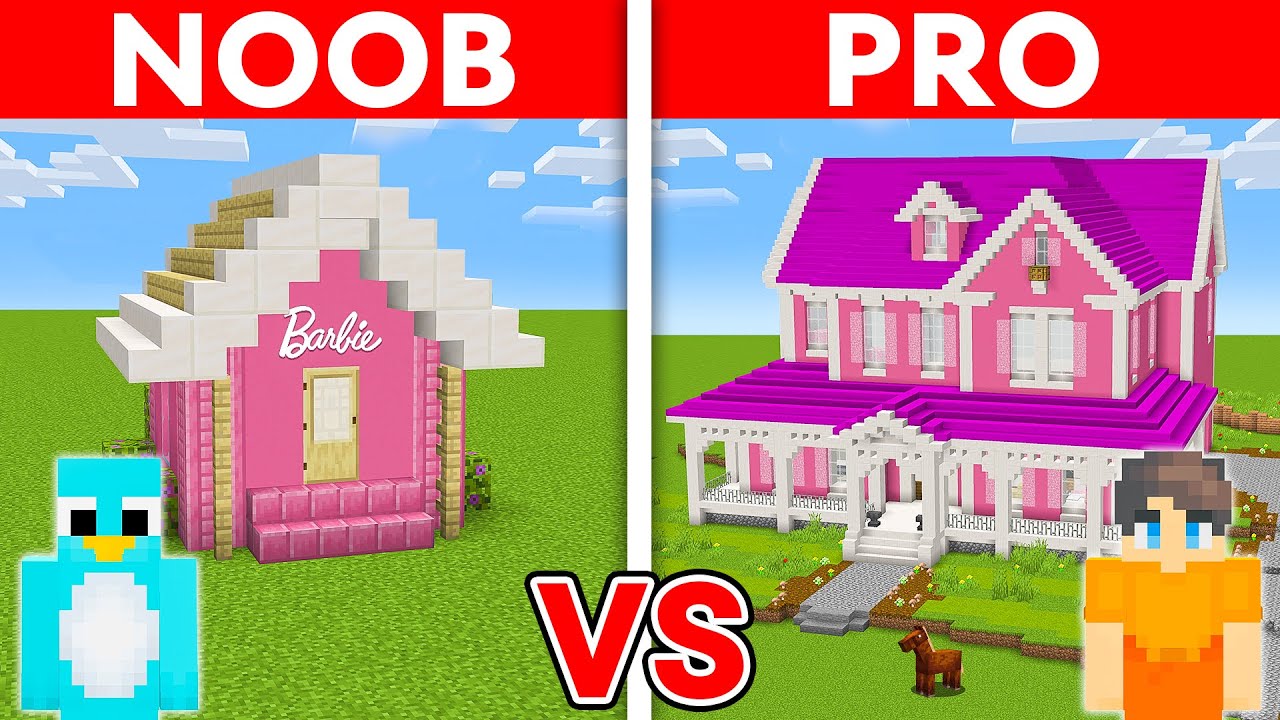 NOOB vs PRO: MODERN BARBIE GIRL HOUSE Build Challenge in Minecraft!