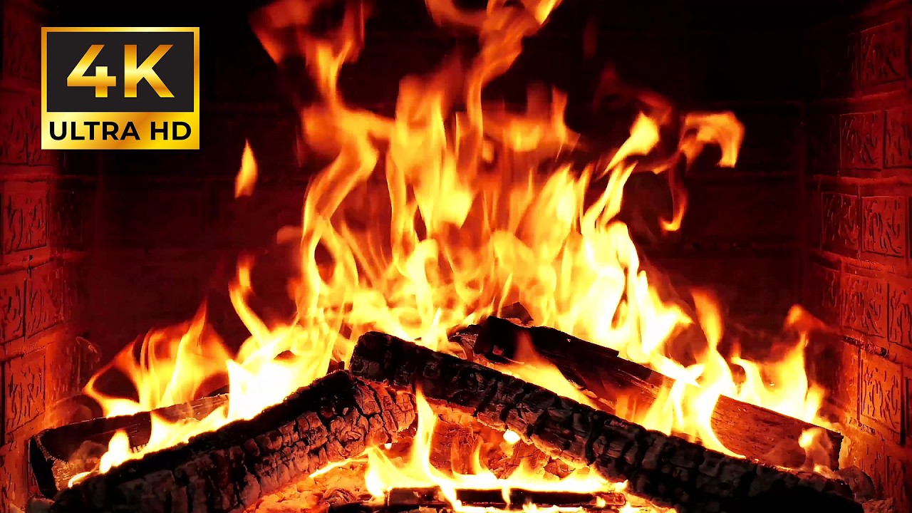 🔥 Fireplace 4K Live Wallpaper. Fireplace with Crackling Fire Sounds. Fireplace Ambience