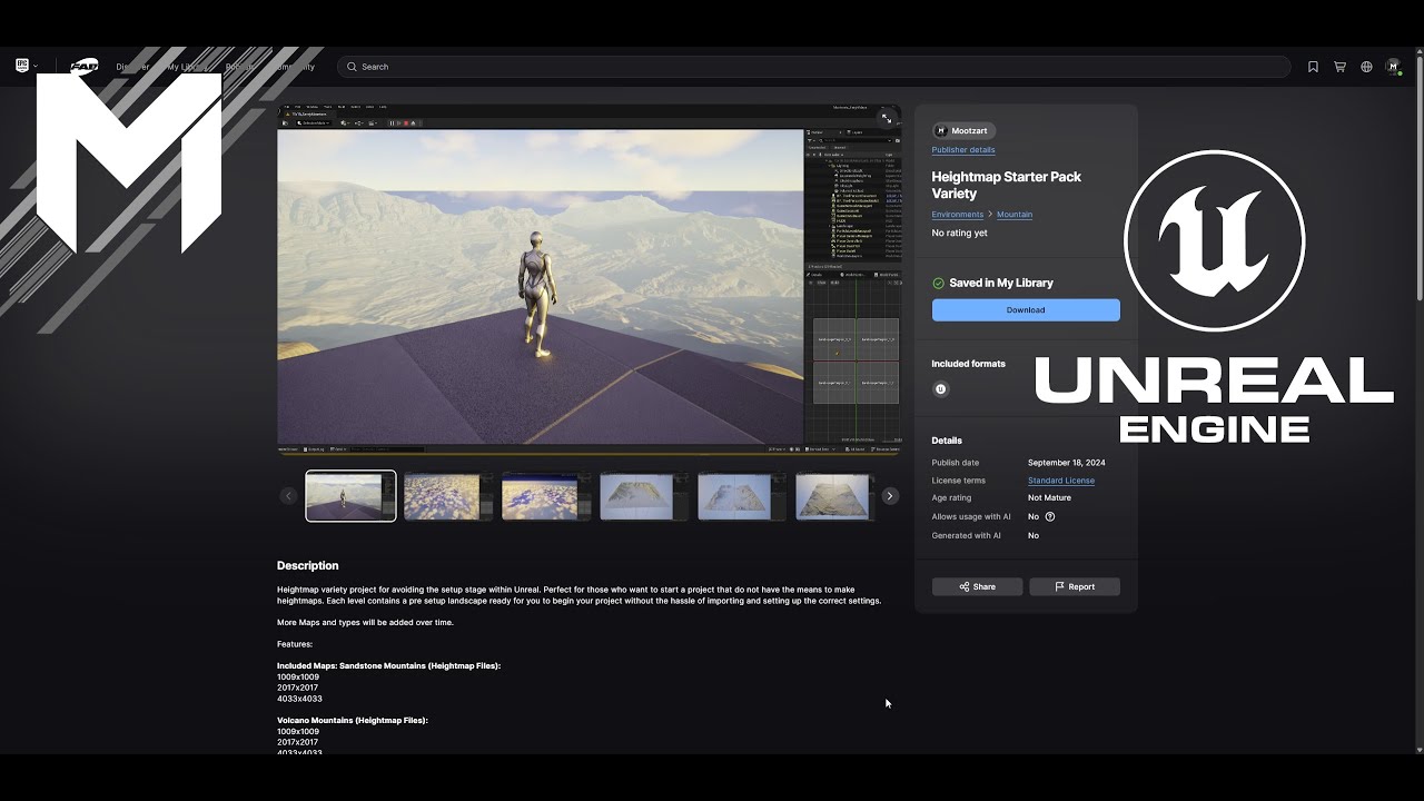 Heightmap Start Pack Variety Demo: Unreal Engine 5.5 FAB product