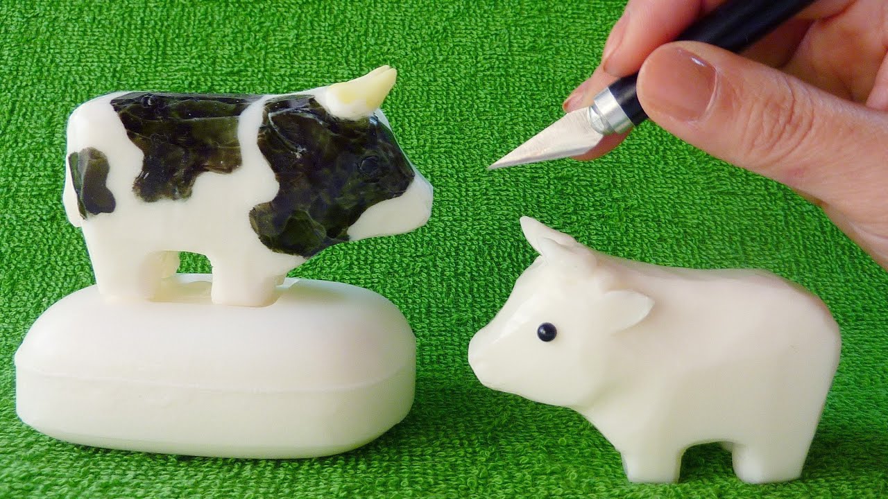 SOAP CARVING | COW | How To Carve A Cute Cow | Free Template | Soap Craft | Sculpture | DIY | ASMR |