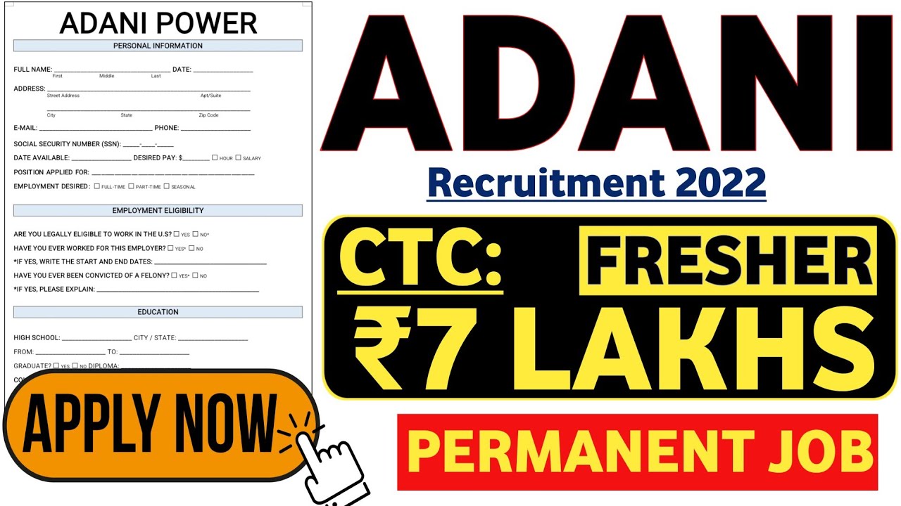Adani Power Group Recruitment 2022 | CTC ₹7 Lakhs| Fresher | Diploma/BE/B.tech | Mnc Jobs 2022 | MNC