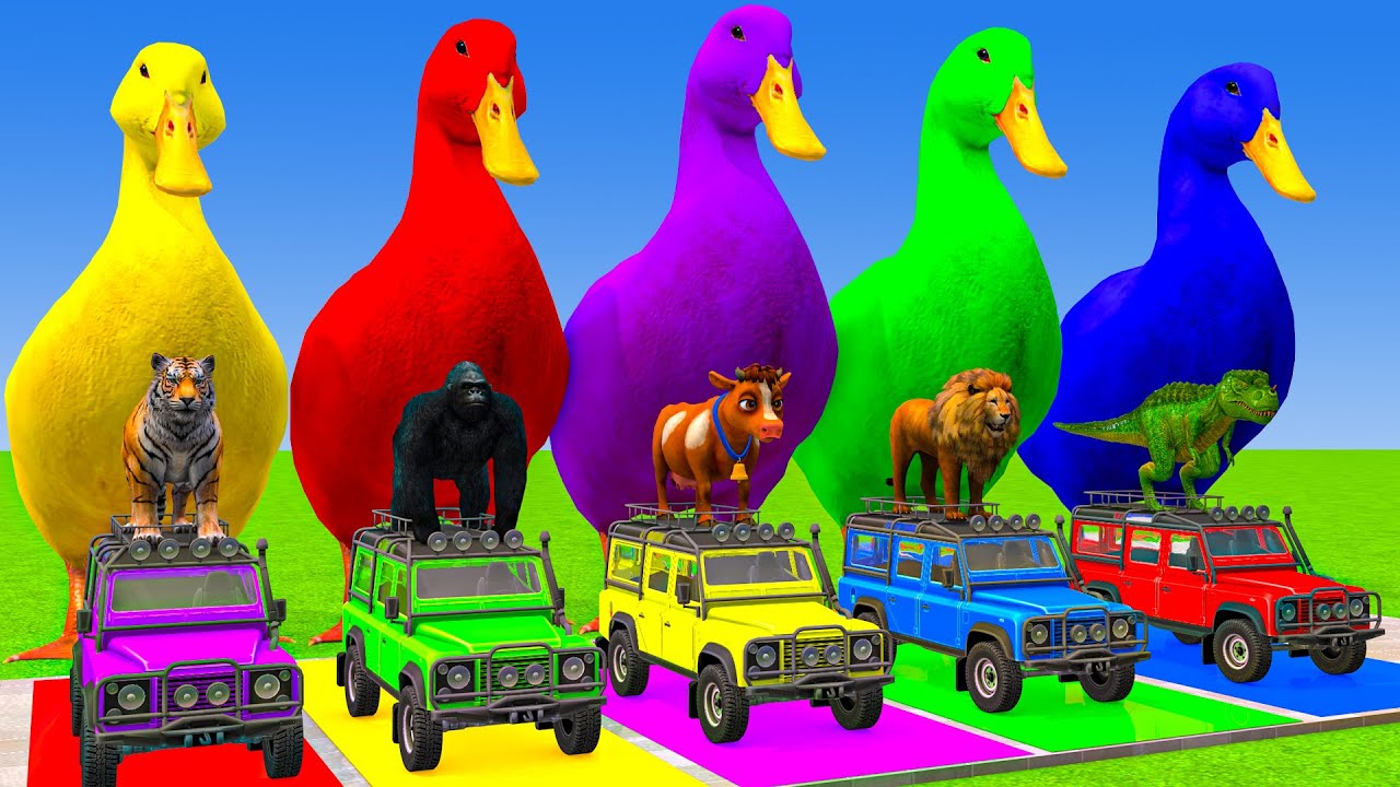 Long Slide Game With Cow Elephant Gorilla Hippopotamus Tiger 3d Animal Game Funny 3d Animals