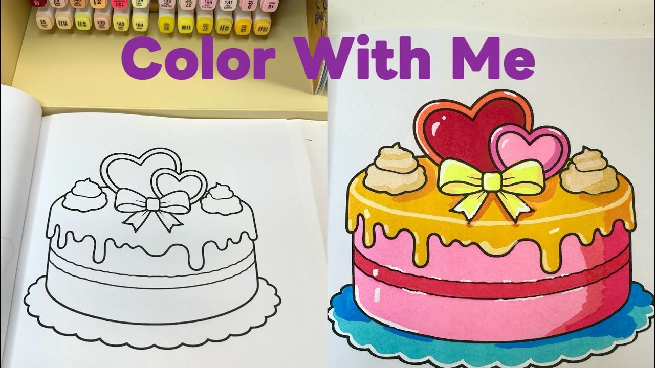 Alcohol Marker Coloring Tutorial Before & After Coloring ｜So Satisfying Cake Transformation