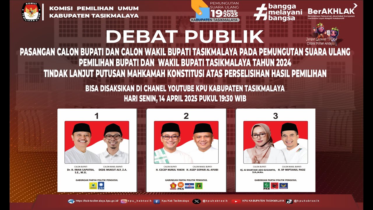 DEBAT PUBLIK PSU PEMILIHAN CALON BUPATI DAN CALON WAKIL BUPATI TASIKMALAYA TAHUN 2024