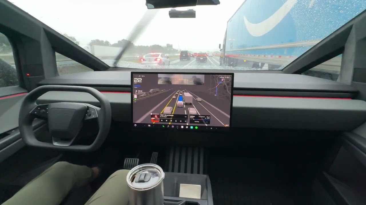 皮卡自驾Tesla生猛 #5 高危高速雨中自驾有问题?Self-driving like a Pro on deadly I4 interstate highway in rainy day