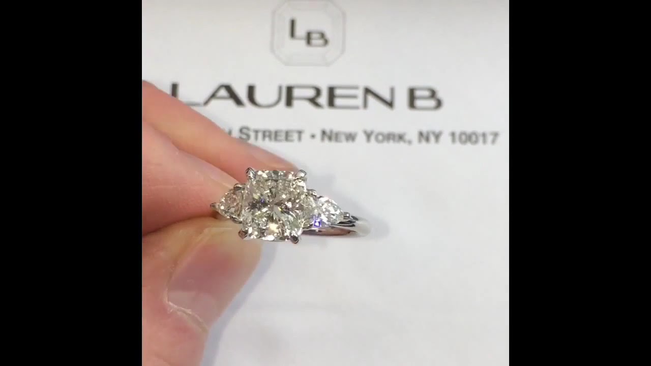 2 carat Cushion Cut Diamond 3-Stone Engagement Ring
