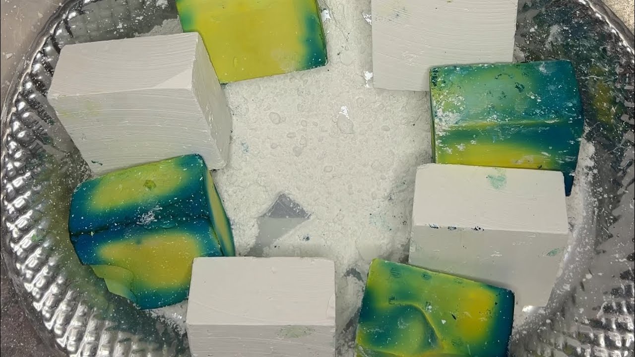 Teal dyed and fresh Gym Chalk ASMR