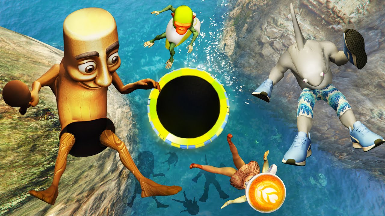 GTA 5 Tralalero Tralala Crew Ultimate Water Trampoline Ragdolls & Jumps