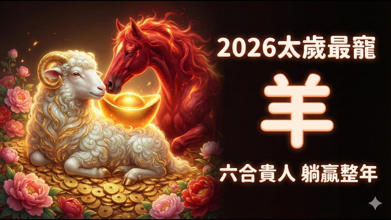 偏財運第一名！屬羊專屬：2026「天地鴛鴦合」太歲最寵！跨年往「南方」走，資產暴增停不下來。