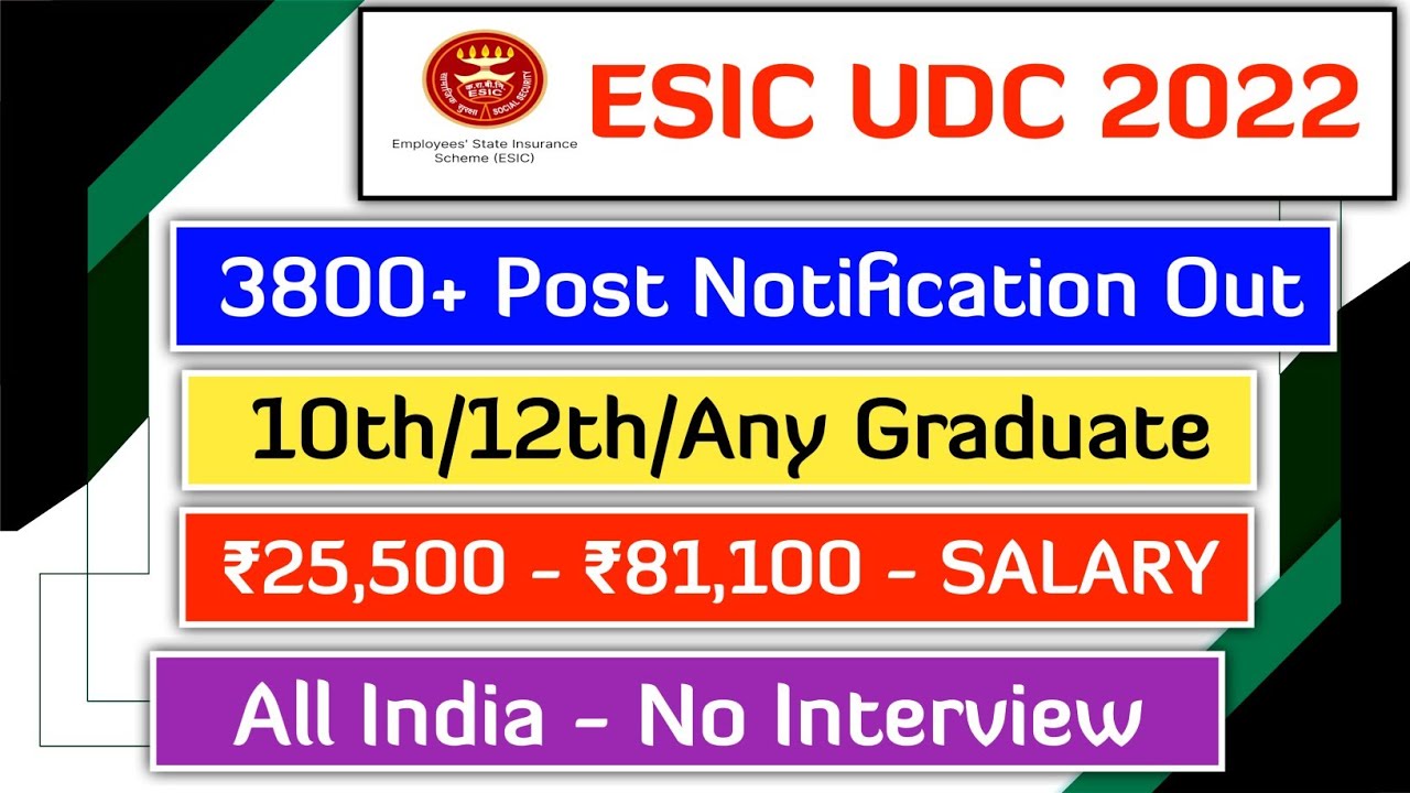 ESIC UDC 2022 Notification Out