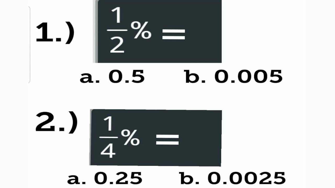 PERCENTAGE: How to convert Fraction Percent to Decimal