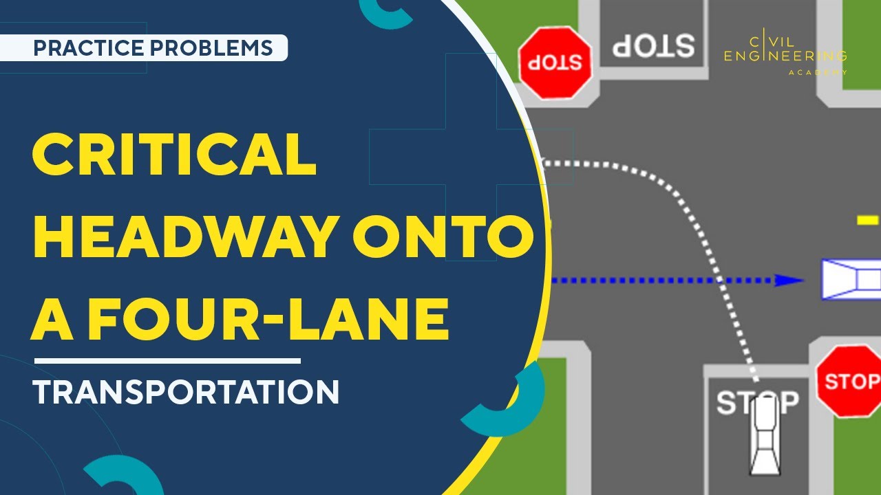 Civil PE Exam – Transportation – Find the Critical Headway onto a Four-Lane Road