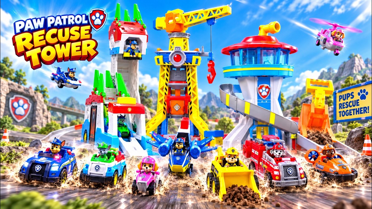 Comparing Paw Patrol Mighty Pups Toys:Ultimate Rescue Tower, Rescue Vehicles! Paw Patrol Toys Review