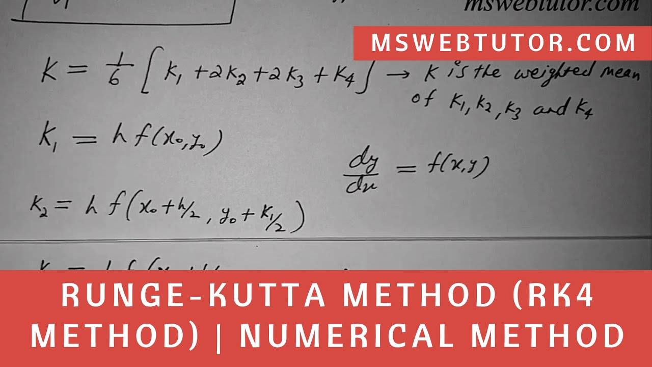 Runge-Kutta Method (RK4 Method) | Numerical Method in Hindi | mswebtutor.com