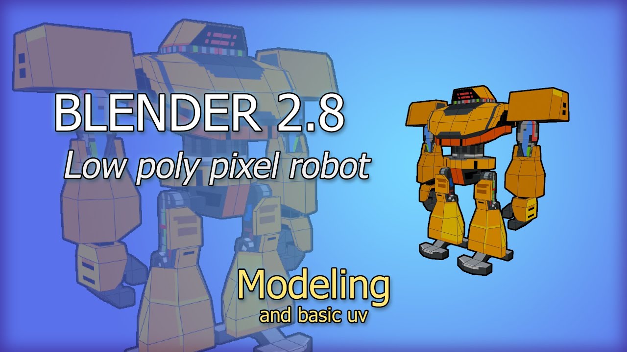 [Blender] [pt.2/3] Low poly Robot with pixel texture [NoTimelapse]