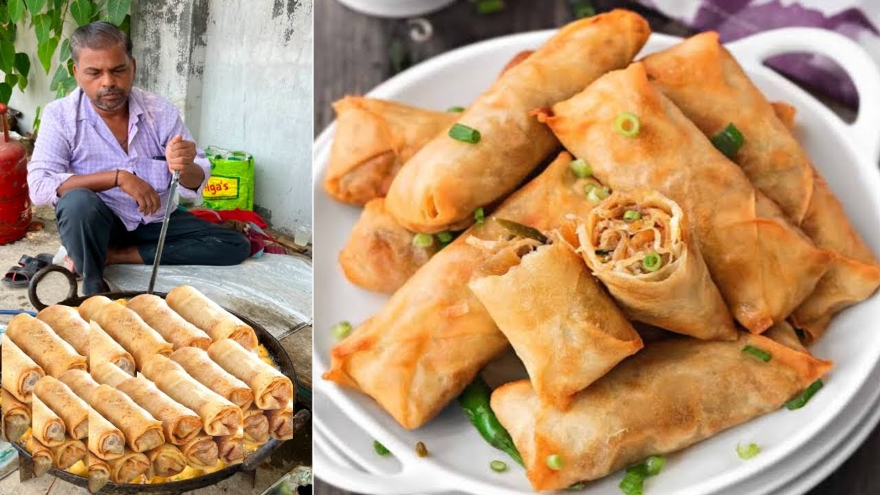 शादी में स्प्रिंग रोल ऐसे बनाते है हलवाई लोग ,अब घर पर आप भी बनाओ - SPRING ROLL Recipe