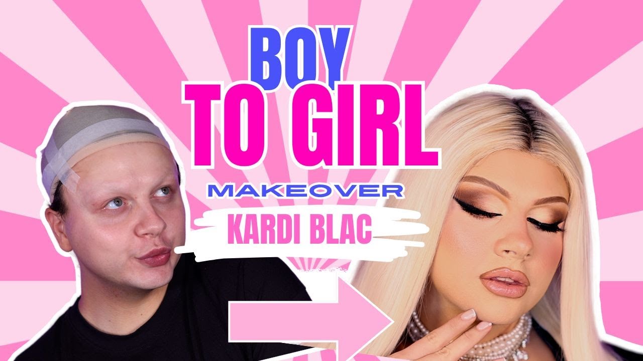 You wont BELIEVE this transformation- Feminisation Makeup Expert does Kardi Blac's Makeup
