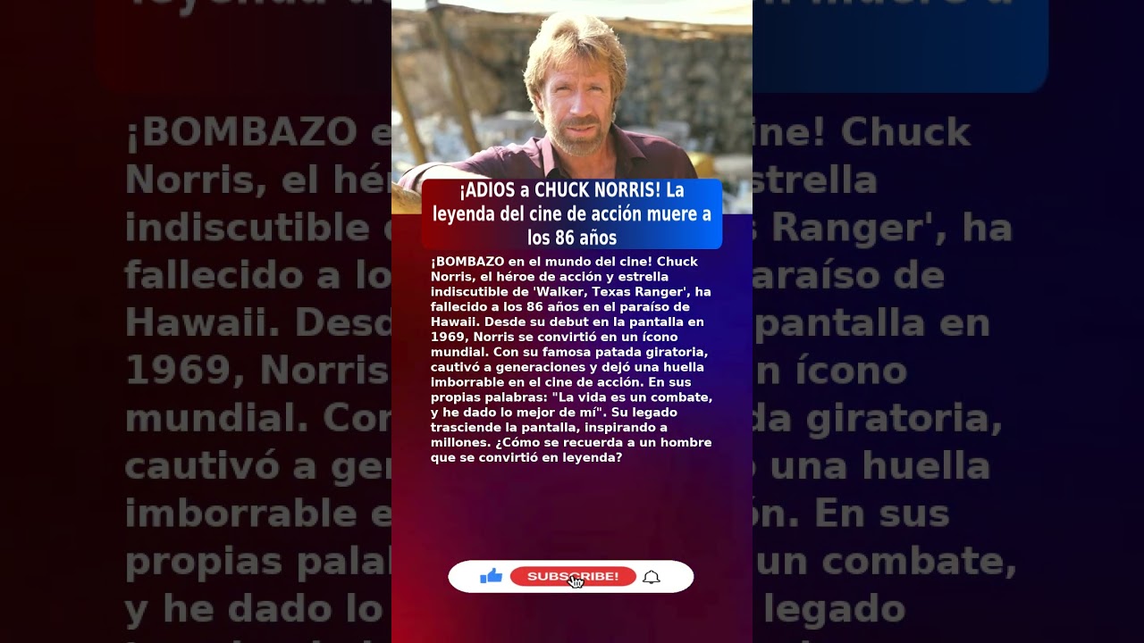 😢Chuck Norris (86) MUERE EN HAWAI A LOS 86 A&Ntilde;OS (2026) #UltimaHora #Espa&ntilde;a