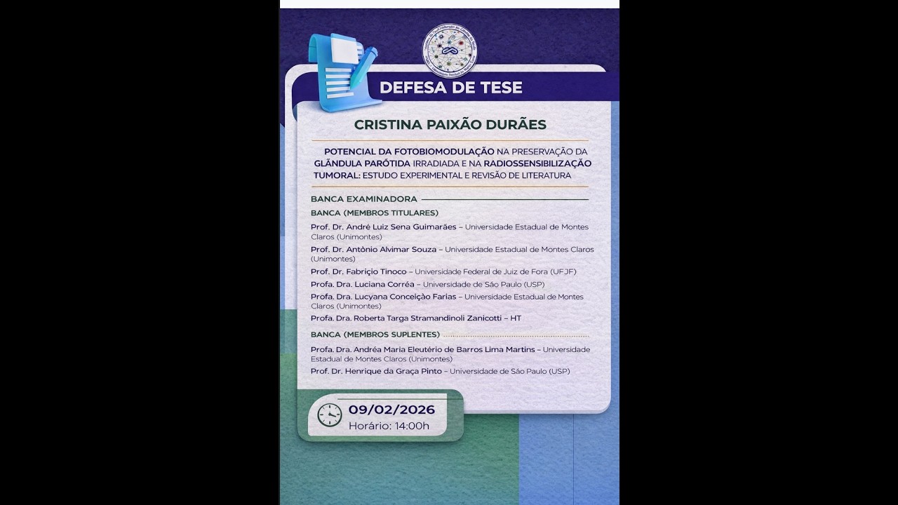 Defesa de Tese: Efeitos da fotobiomodulação na parótida irradiada e na radiossensibilização tumoral