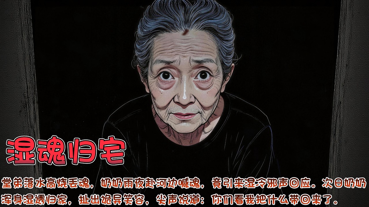 【完结文】弟落水高烧丢魂，奶奶雨夜赴河边喊魂，竟引来湿冷邪声回应。次日奶奶浑身湿透归家，扯出诡异笑容，尖声说道：你们看我把什么带回来了。