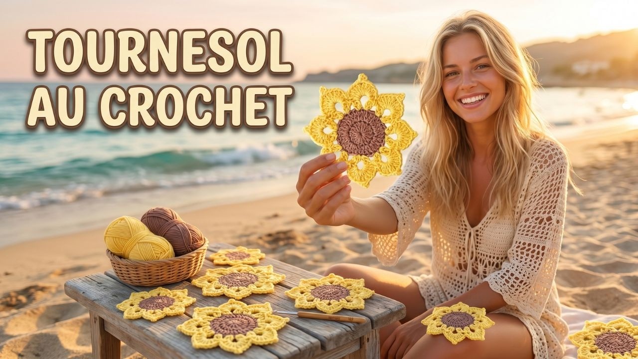 🌻TUTO Crochet facile pour débutant - dessous de verre tournesol