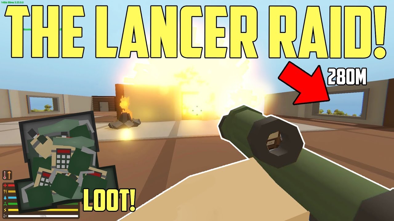 THE LANCER BASE RAID! - INSANE 280m SNIPER SHOT! (Unturned Vanilla Base Raid)