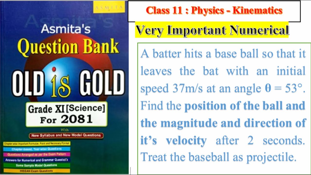 A batter hits a base ball so that it leaves the bat with an initial speed 37m/s at an angle &theta; = 53&deg;.