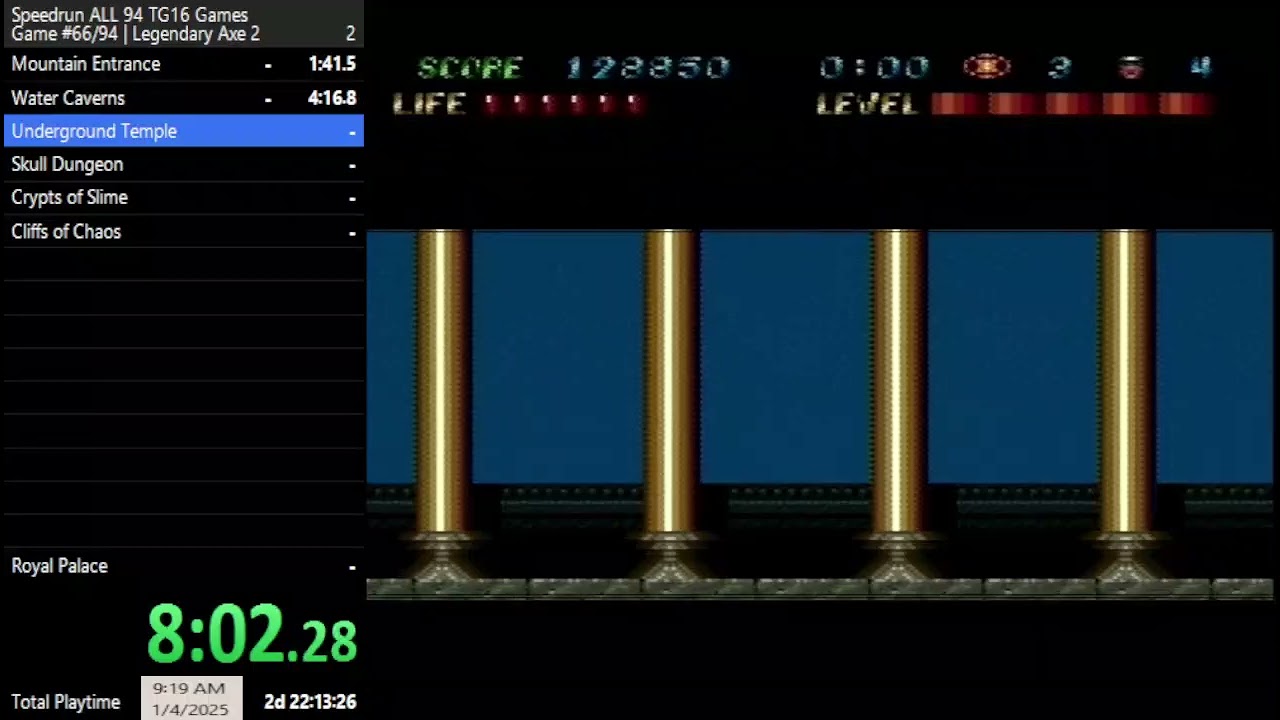 Speedrun all 94 Turbo Grafx 16 Games | Game #66 Legendary Axe 2 - 27:50