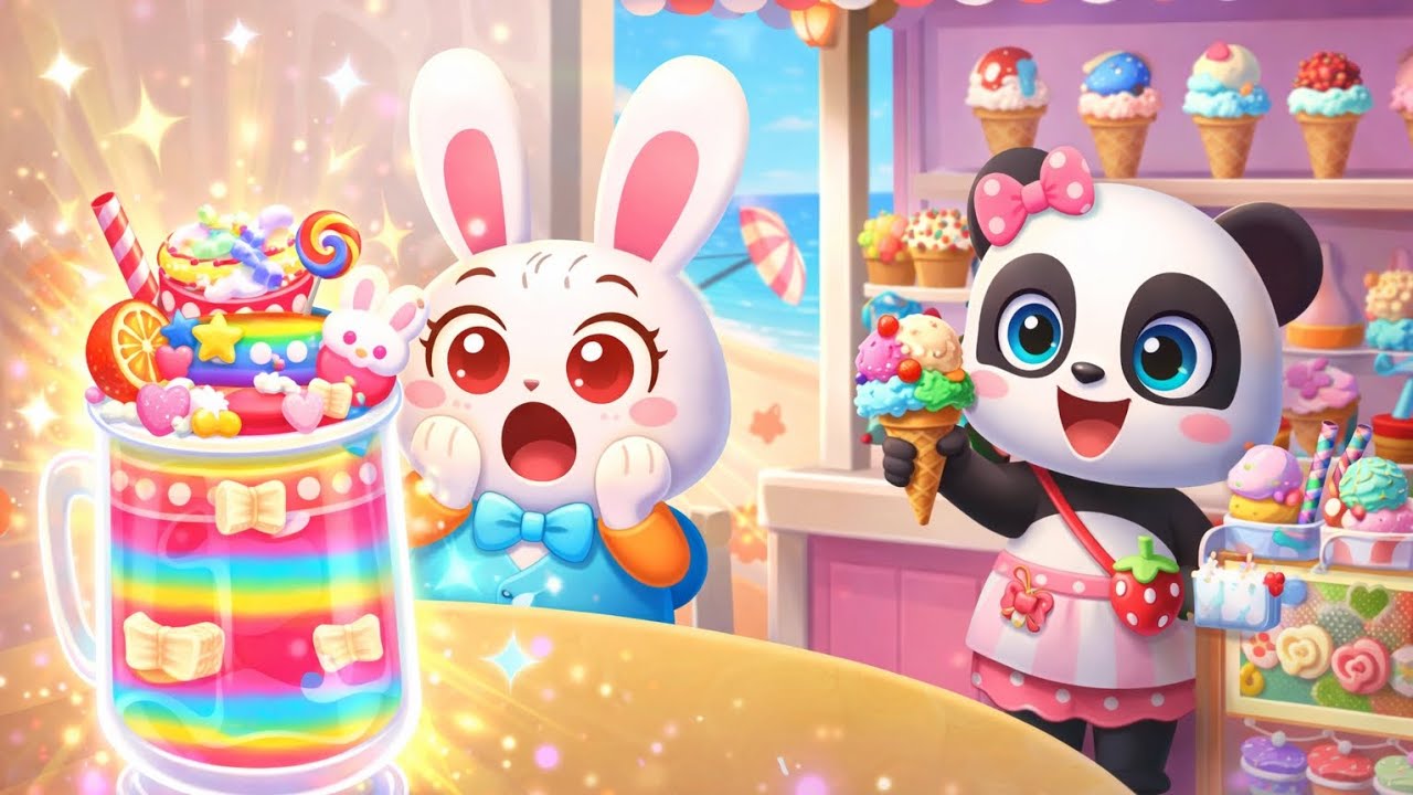 Baby Panda’s Ice Cream Shop! 🐼 Making Yummy Treats for Bunny 🐰