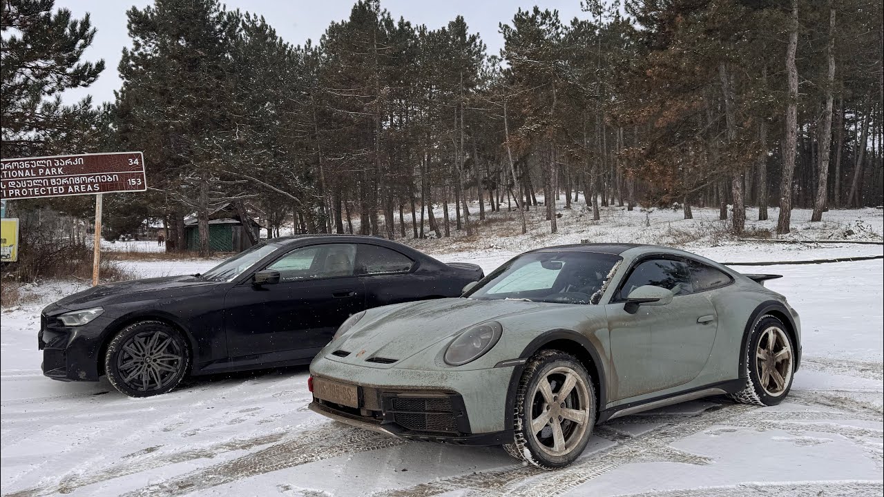 BMW M2 and Porsche 911 Dakar winter mountain POV drive. Drift, fails and a lots of fun!
