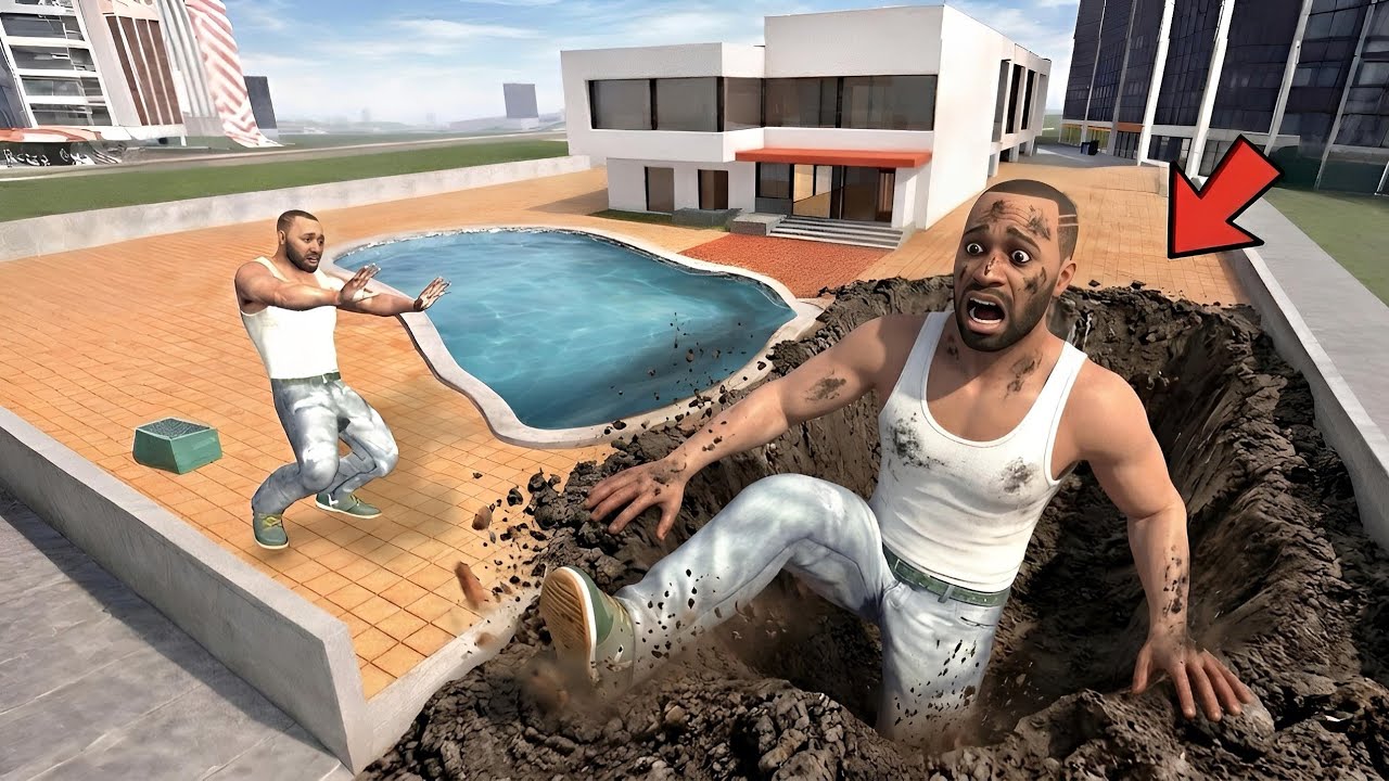 Franklin Save Giant Franklin From Deep Hole In Indian Bike Driving 3D
