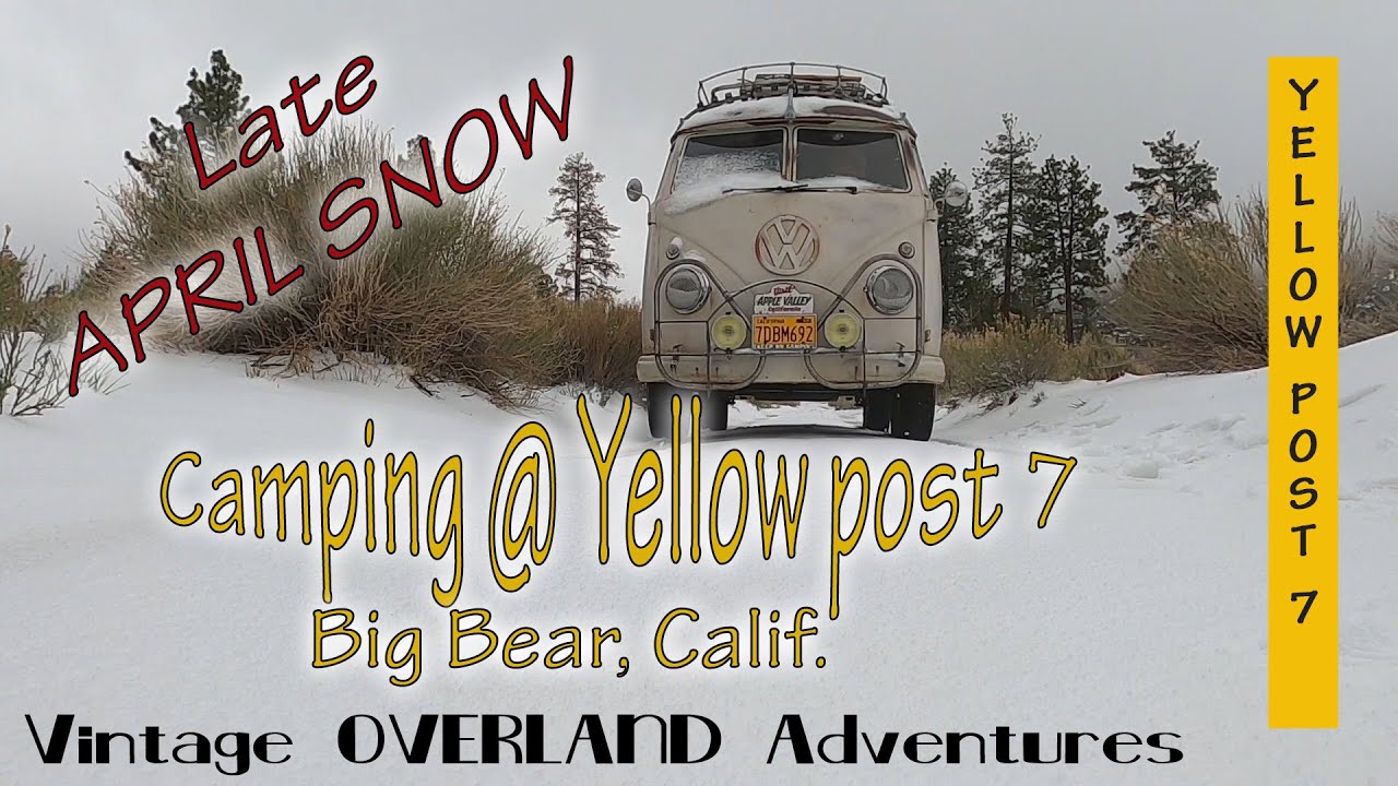 VW BUS - Camping Snow Bound at Campsite 7 - Big Bear California