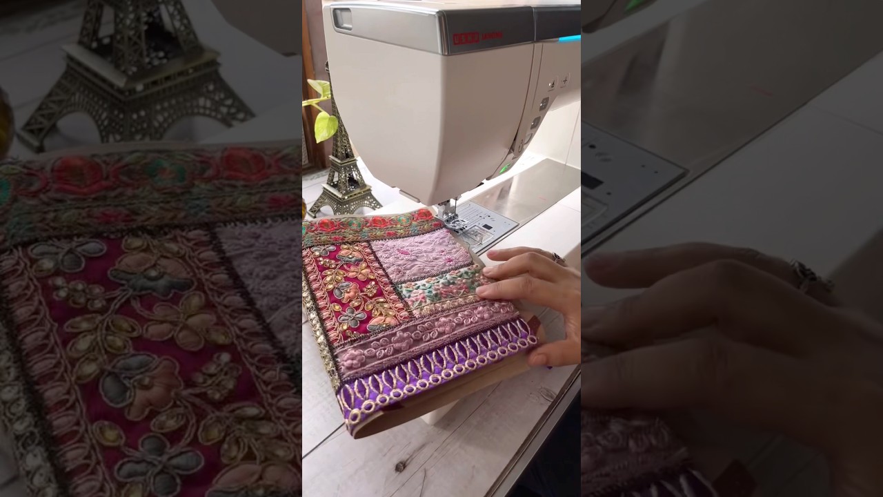 Boho junk journal cover process video #fabricscraps #creativesewing #smallbusiness #handmade #diy
