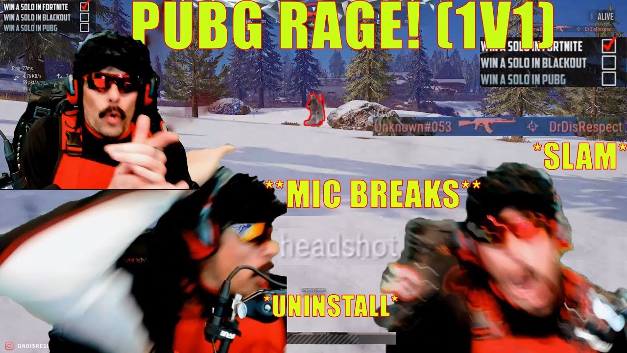 DrDisrespect RAGE SLAMS Desk & Uninstalls PUBG *BREAKS MIC*