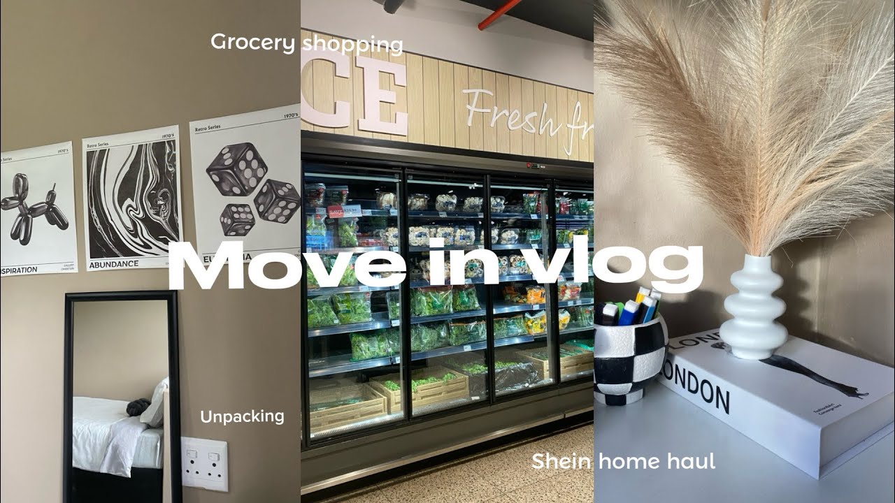 RES MOVE IN VLOG :unpacking +shein home haul+grocery shopping +lots of cleaning