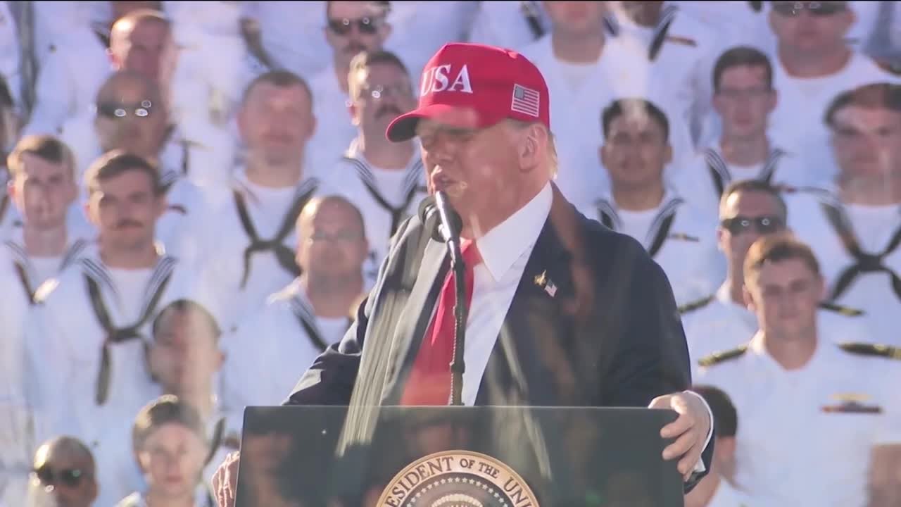 Full speech: Trump touts accomplishments, military investment at Navy celebration event in Norfolk