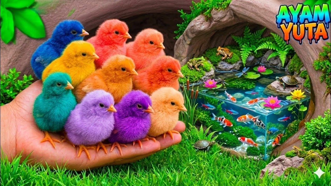Menangkap ayam lucu rainbow, ayam warna warni, kelinci imut dan sapi mooo