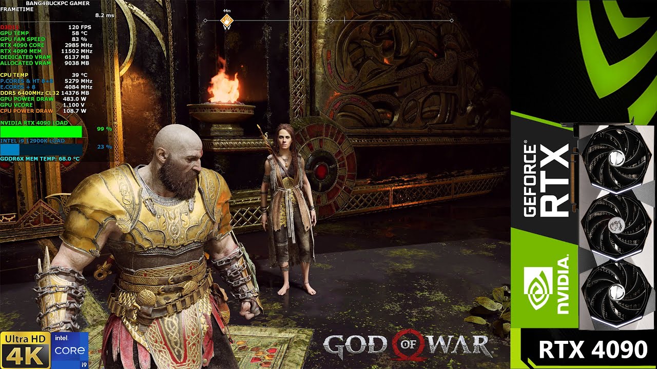 God Of War Ultra Settings 4K | RTX 4090 | i9 12900K 5.3GHz