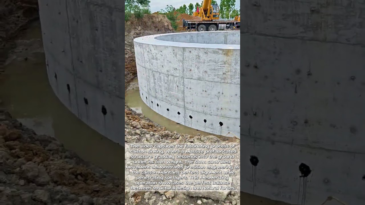 Engineering Marvel: Watch a Caisson Sink Perfectly Into Place!
