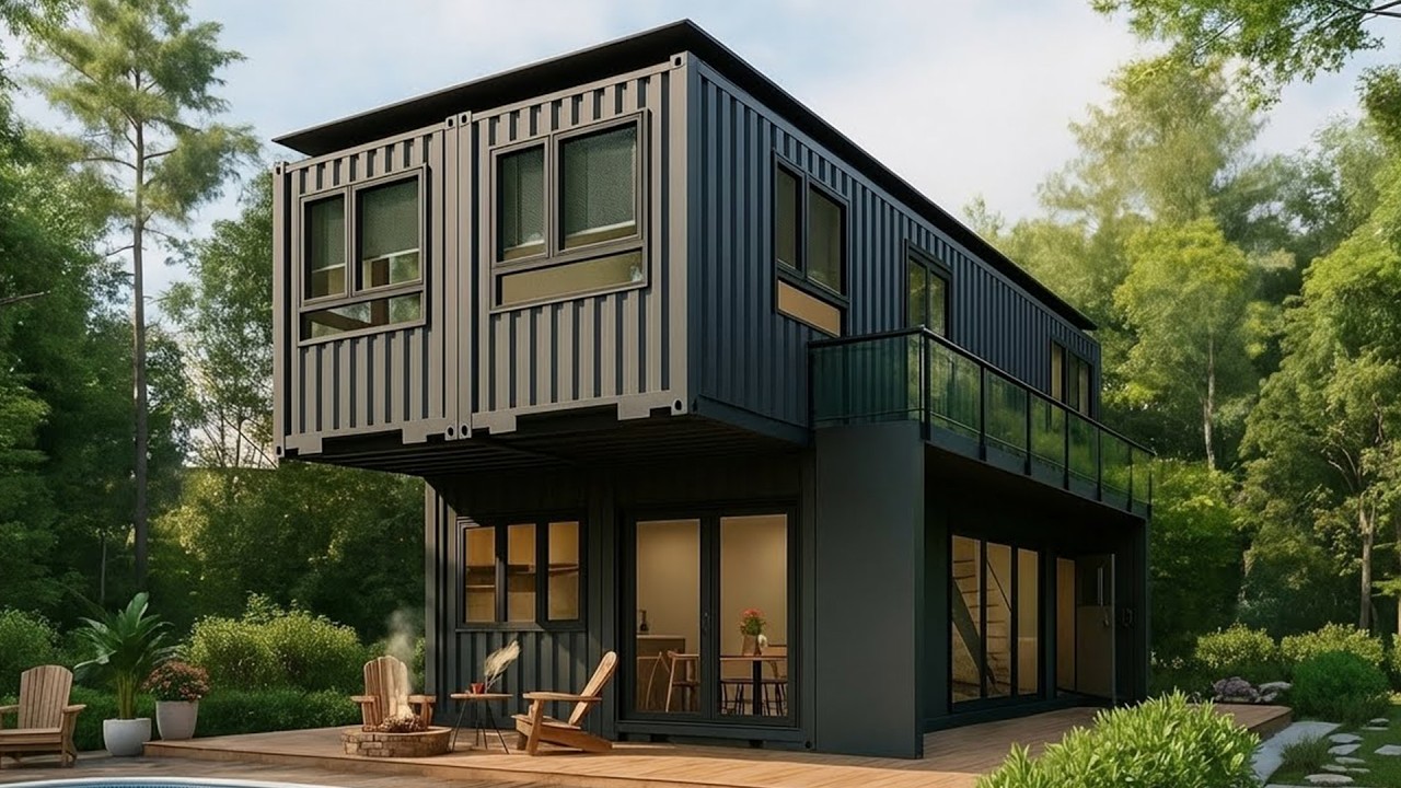 Container house plans | 4 bedrooms | 3 bathrooms | Modern 2-story container house