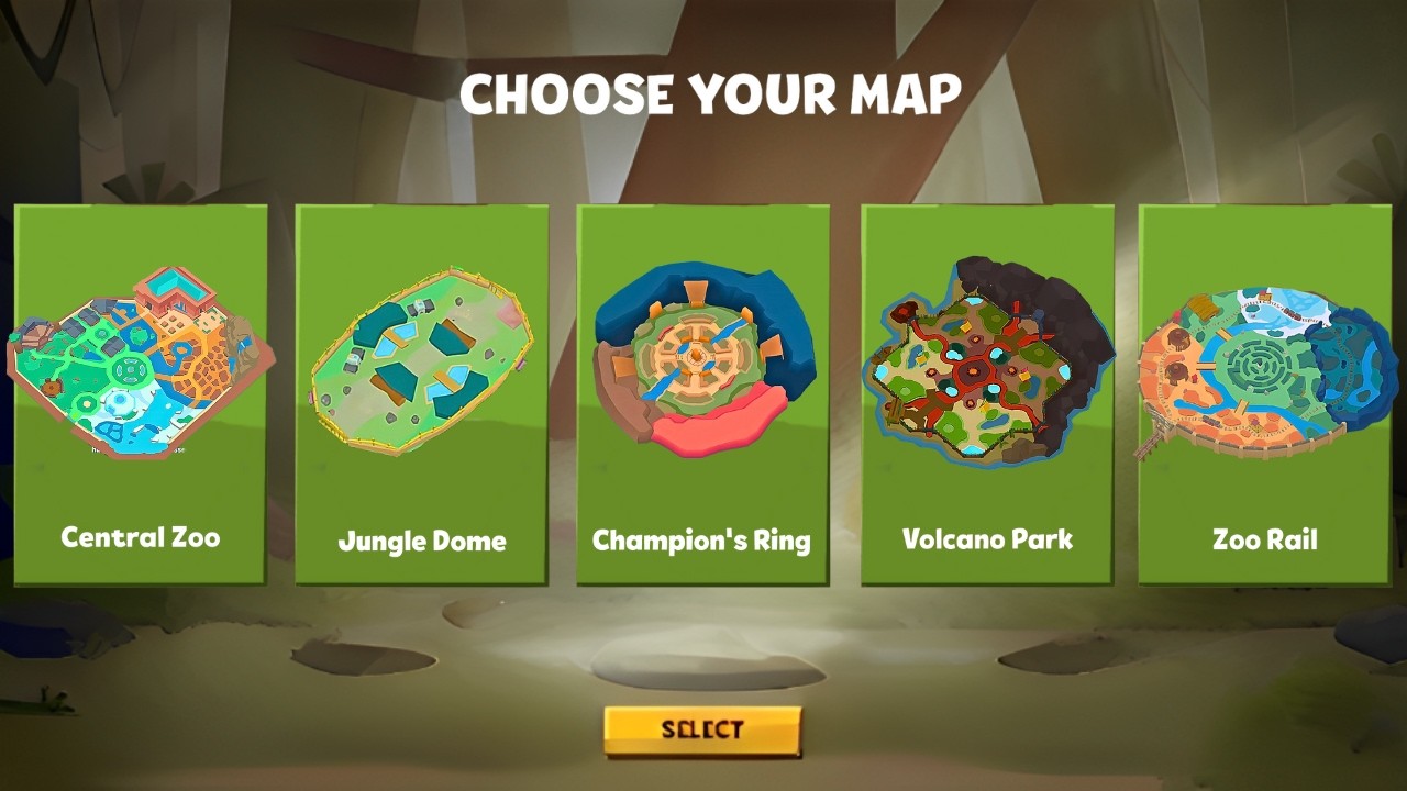 Choose Your Favourite Map | Champion's Ring | Jungle Dome | Volcano Park | Zooba