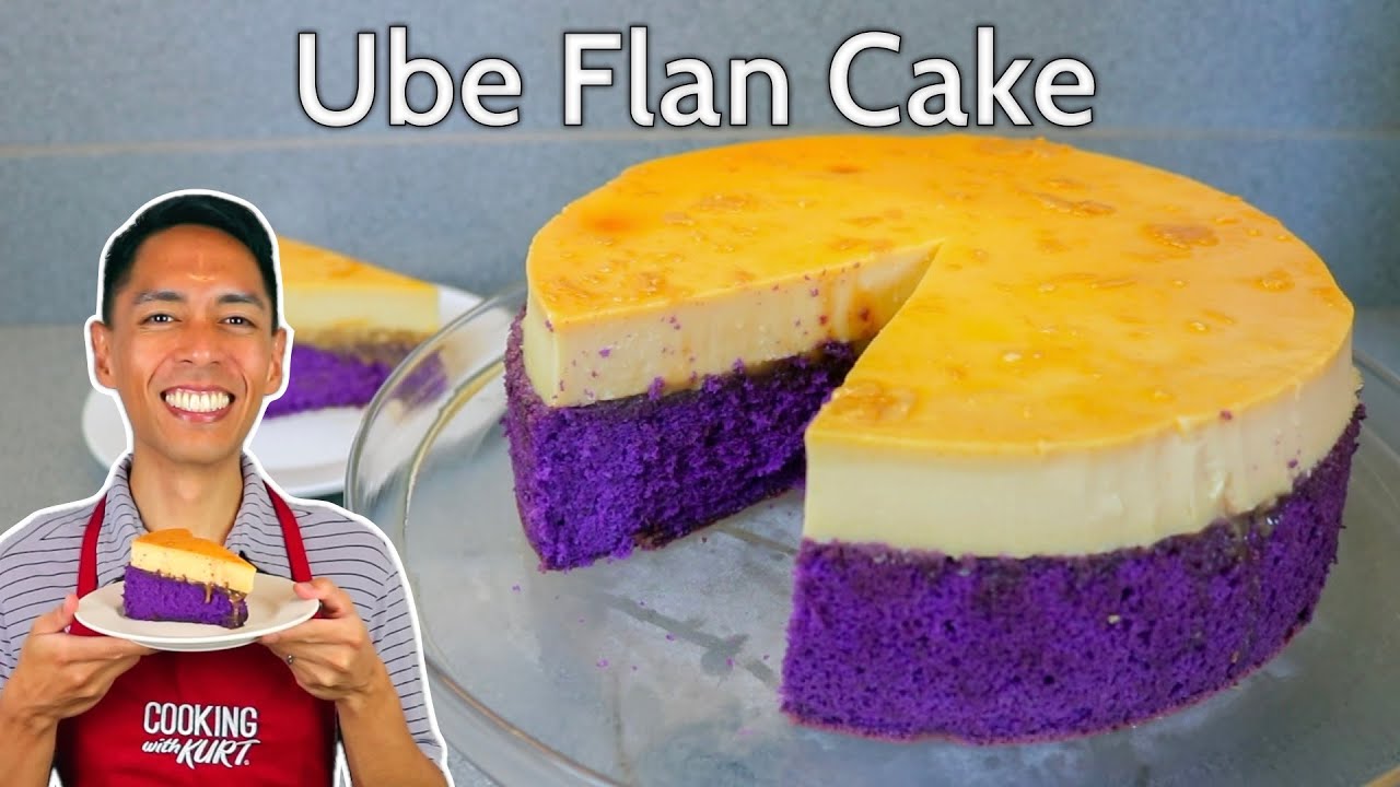 Red Ribbon Ube Flan Cake: Ube Chiffon with Caramel Glaze and Creamy Leche Flan | Cooking with Kurt