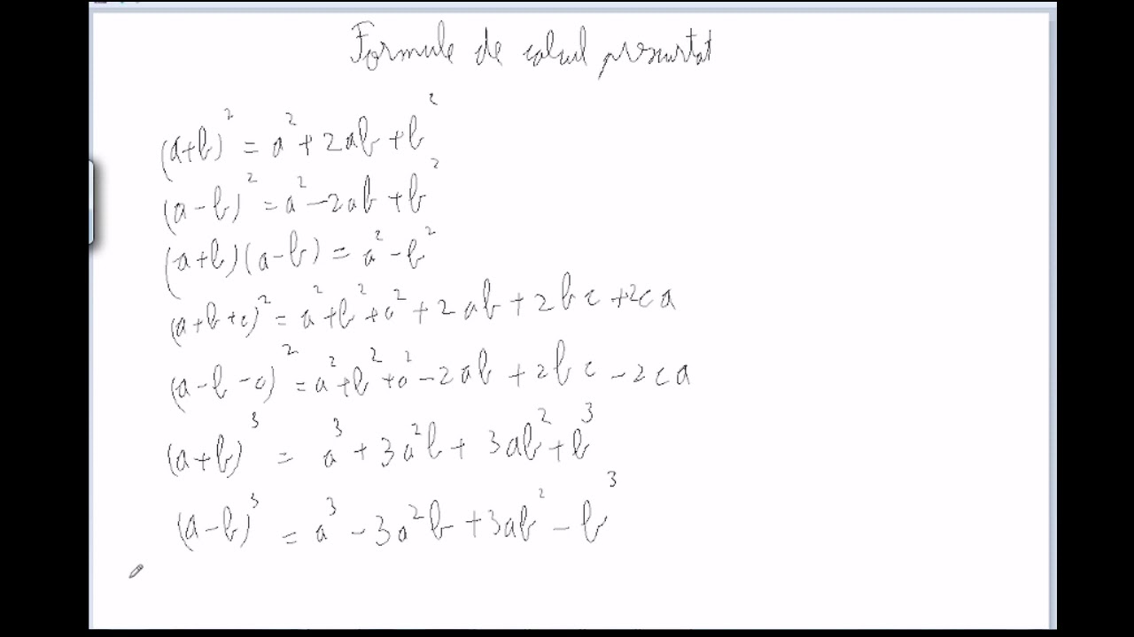 Formule de calcul prescurtat (clasa a 9-a)